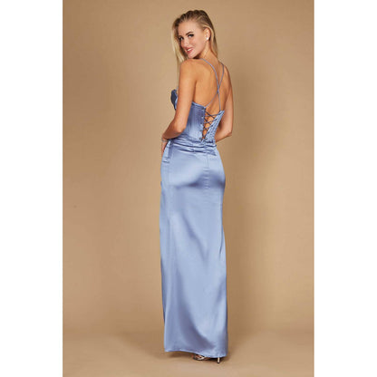 Draped Corset Cowl Long Prom Dress