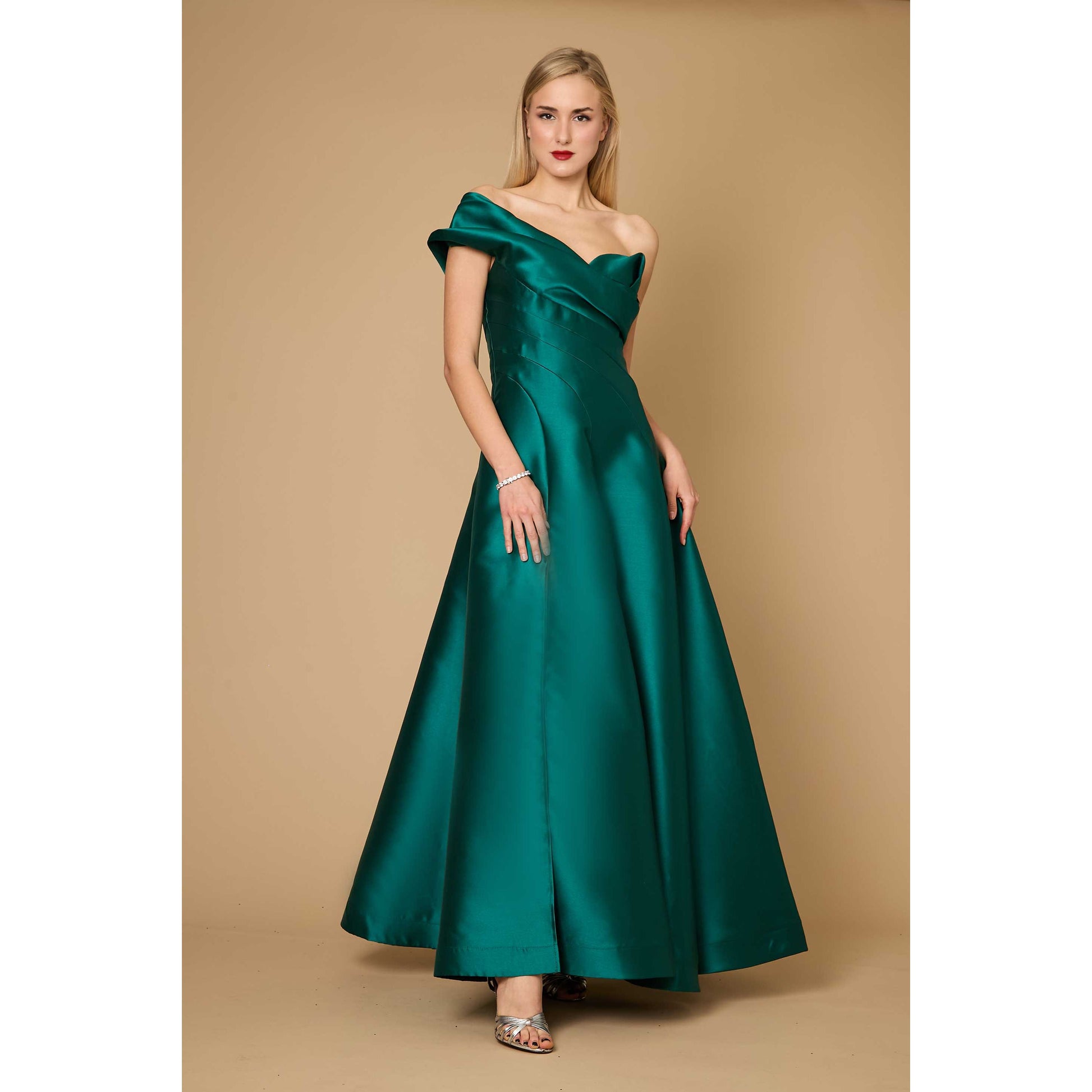 Burgundy One Shoulder Formal Gown