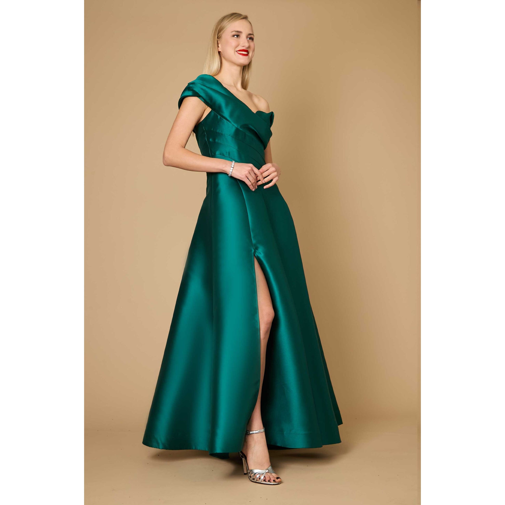 Burgundy One Shoulder Formal Gown