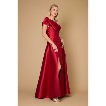 Burgundy One Shoulder Formal Gown