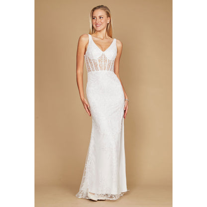 Sequin V Neck Corset Prom Dress