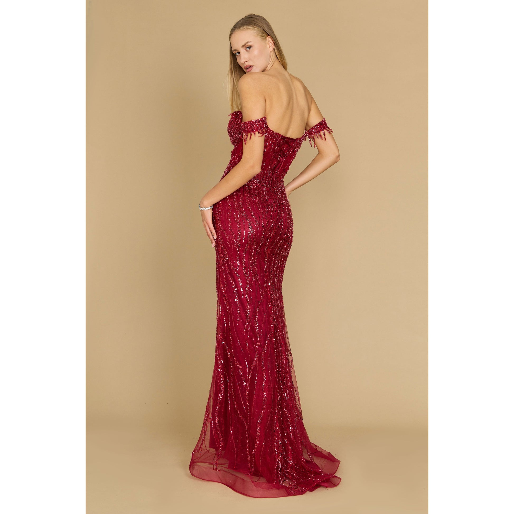 Fitted Off Shoulder Sequin Prom Dress for Elegant Evenings