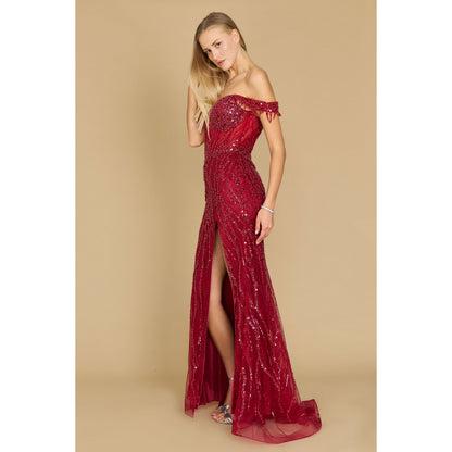 Fitted Off Shoulder Sequin Prom Dress for Elegant Evenings