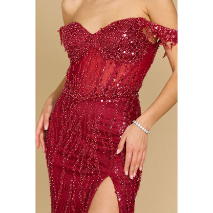 Fitted Off Shoulder Sequin Prom Dress for Elegant Evenings