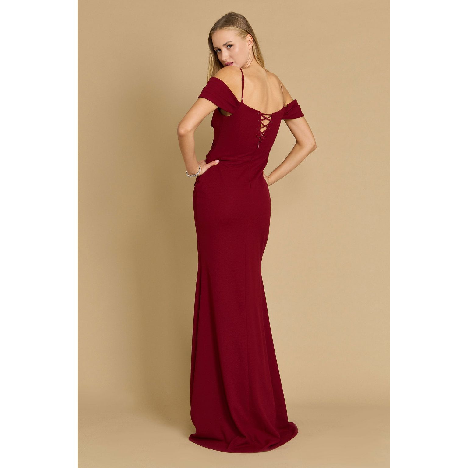 Long Formal Off The Shoulder Wrap Dress