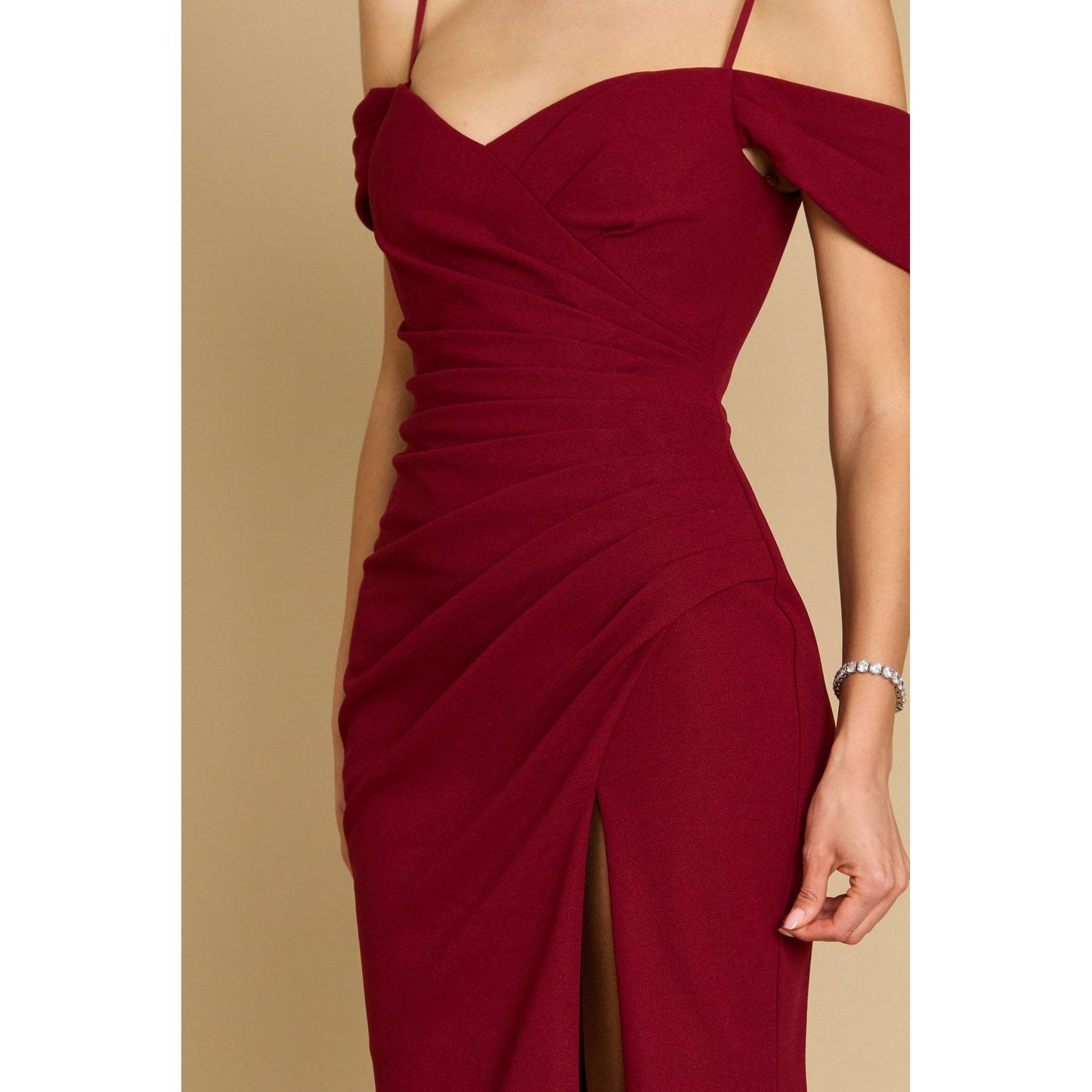 Long Formal Off The Shoulder Wrap Dress
