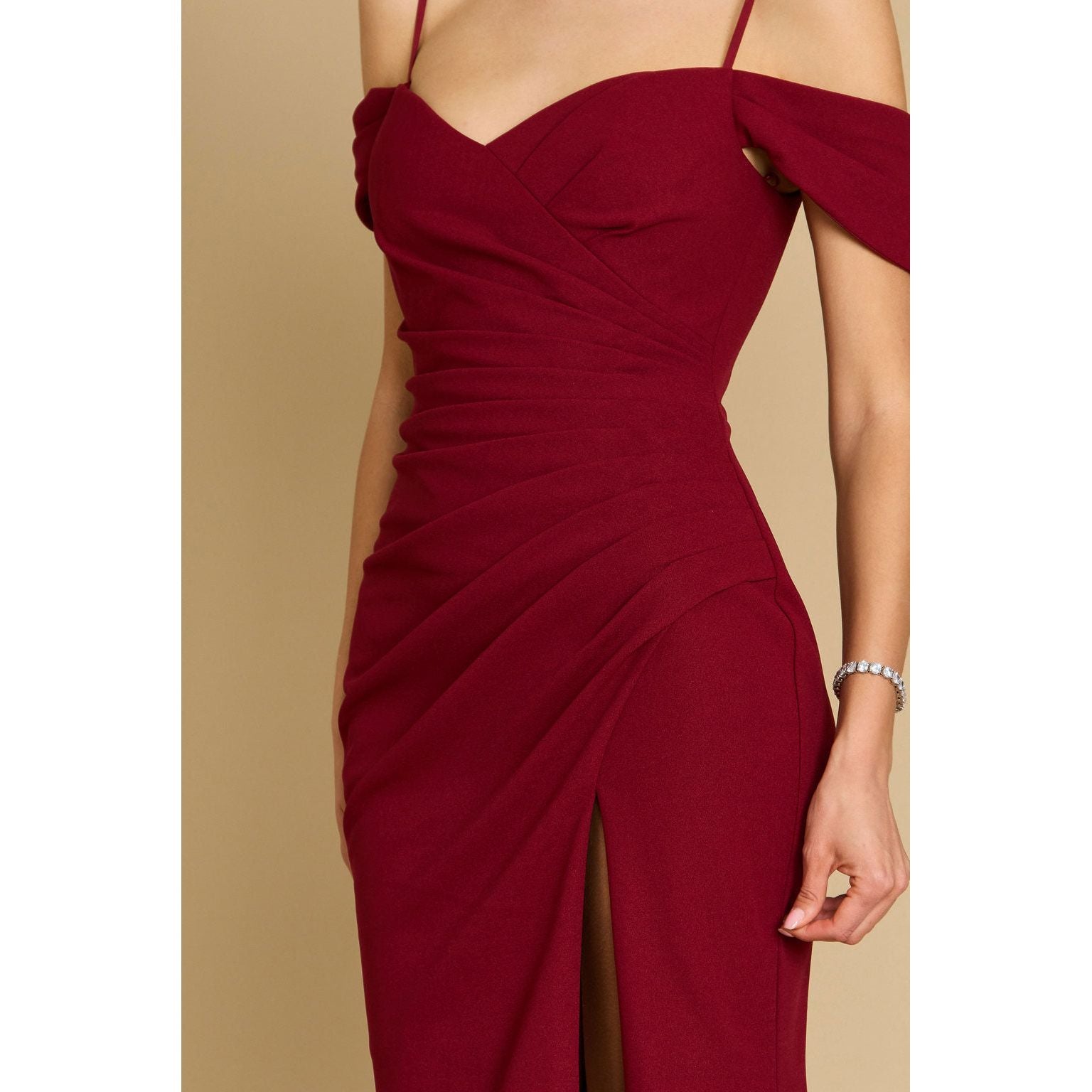 Long Formal Off The Shoulder Wrap Dress