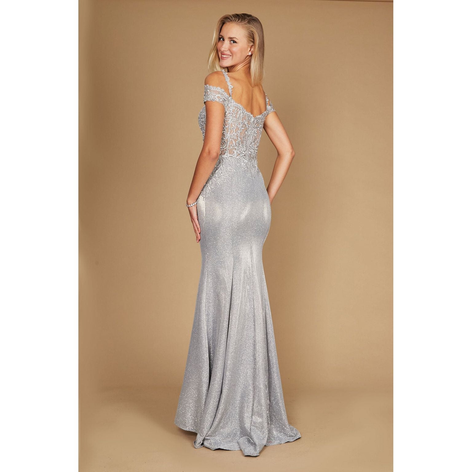 Long Off Shoulder Lace Formal Evening Gown
