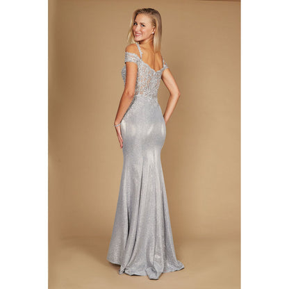 Long Off Shoulder Lace Formal Evening Gown