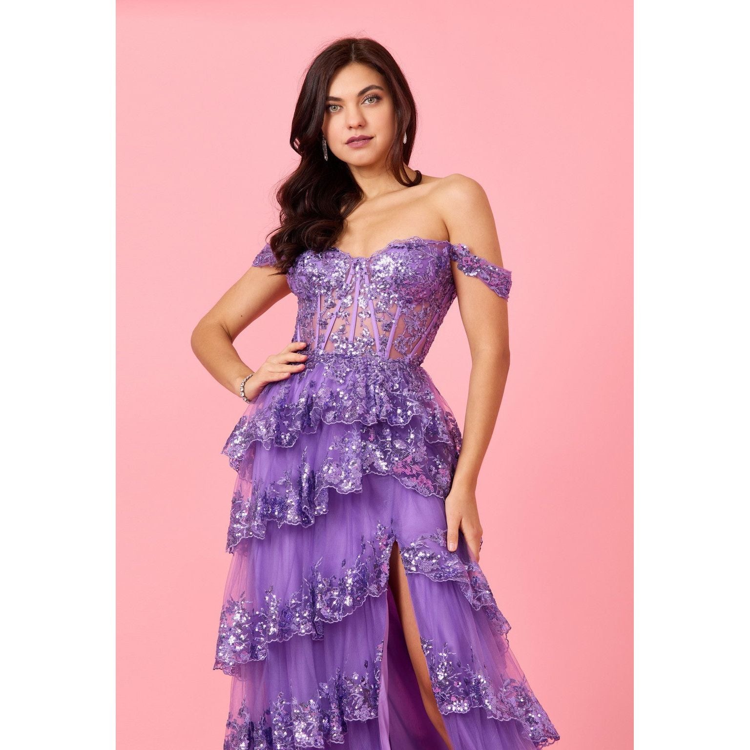 Long Sequin Corset Prom Dress