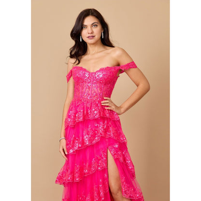 Long Sequin Corset Prom Dress