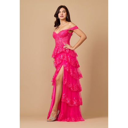 Long Sequin Corset Prom Dress