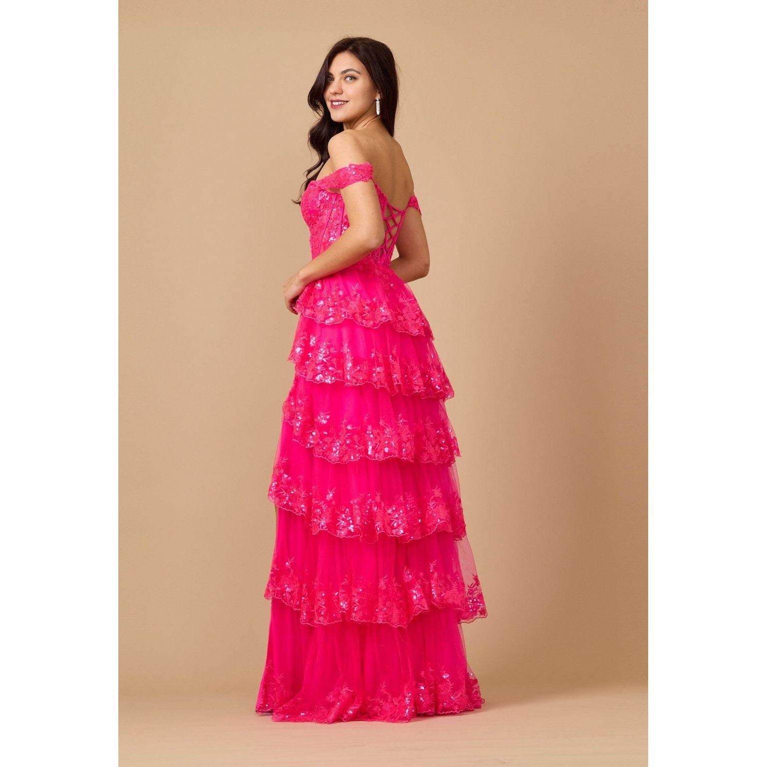 Long Sequin Corset Prom Dress
