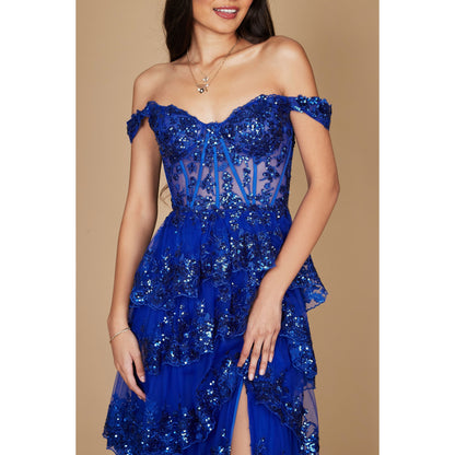 Long Sequin Corset Prom Dress