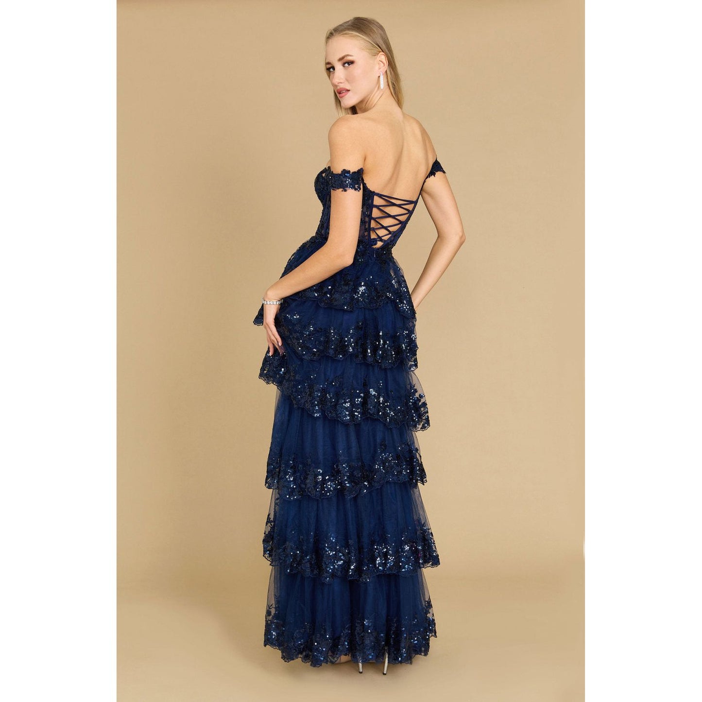 Long Sequin Corset Prom Dress