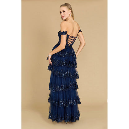 Long Sequin Corset Prom Dress