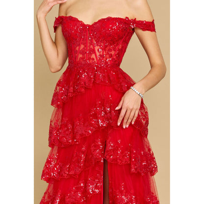 Long Sequin Corset Prom Dress