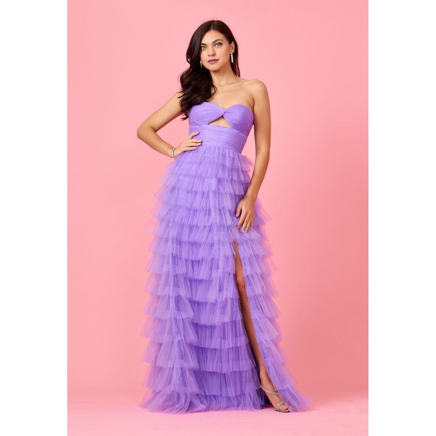Strapless Ruffle Evening Dress