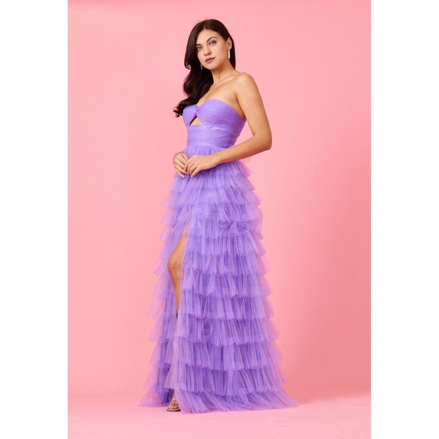 Strapless Ruffle Evening Dress