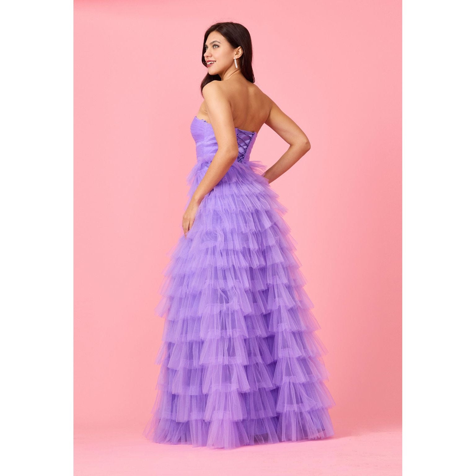 Strapless Ruffle Evening Dress