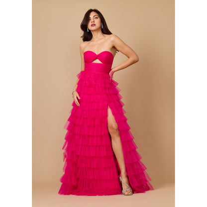 Strapless Ruffle Evening Dress