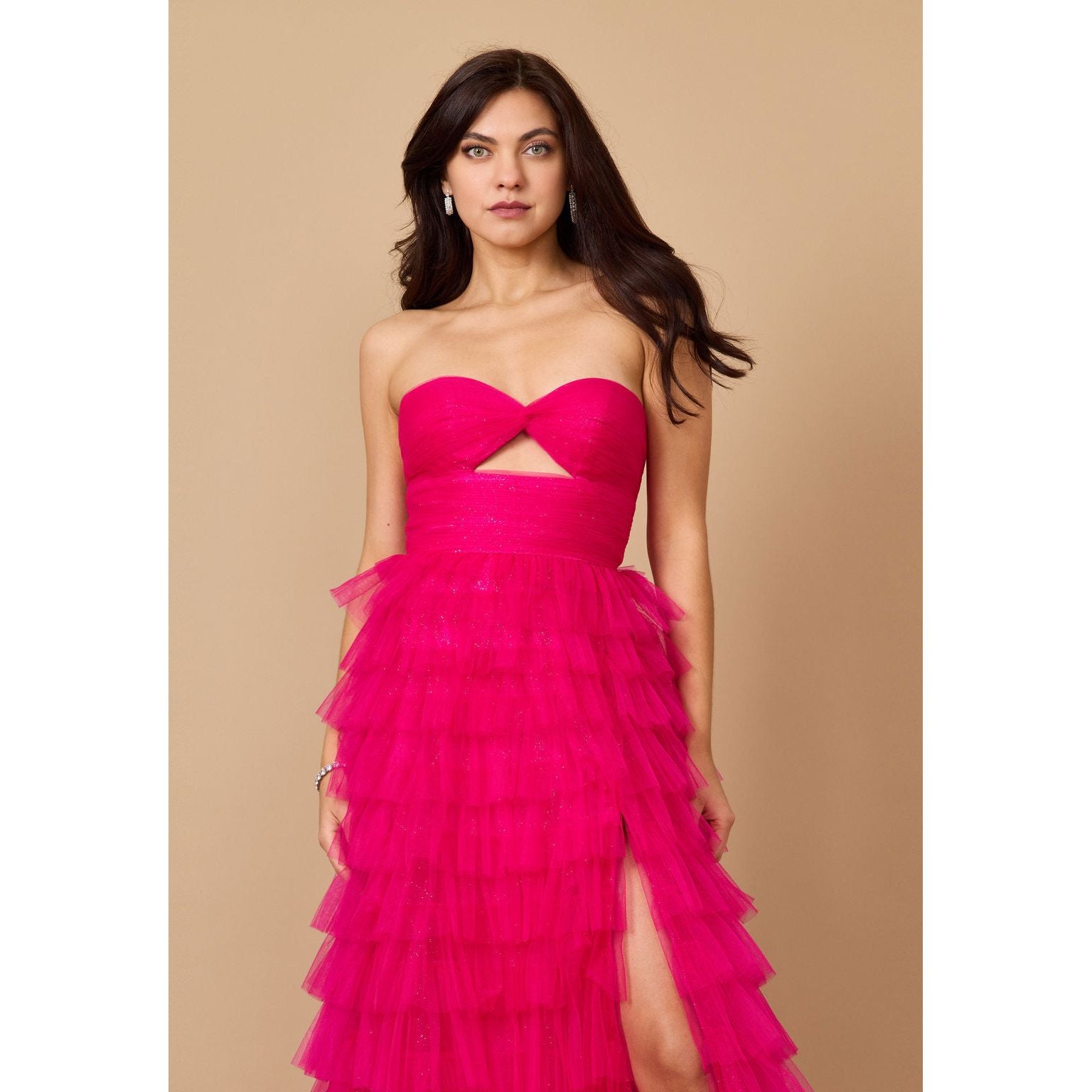 Strapless Ruffle Evening Dress