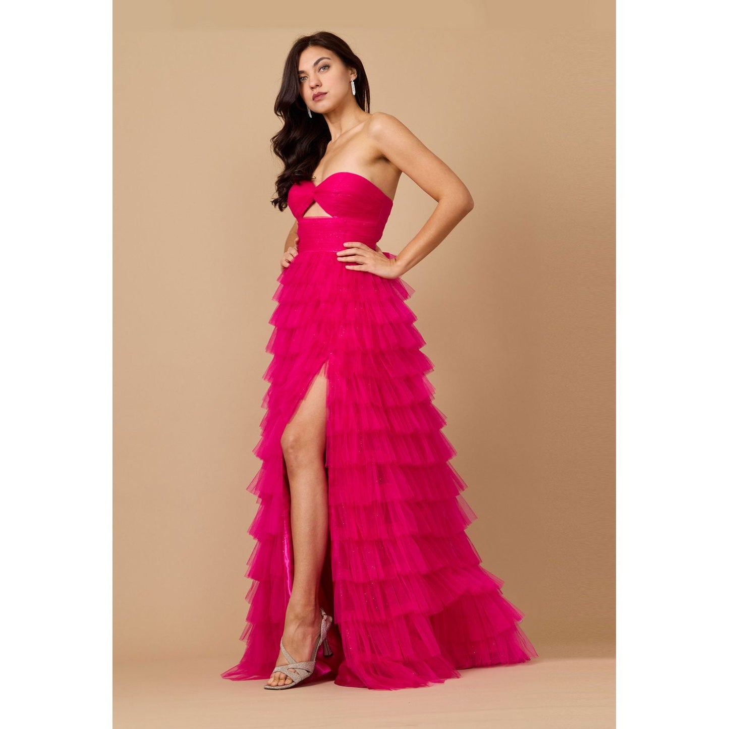 Strapless Ruffle Evening Dress