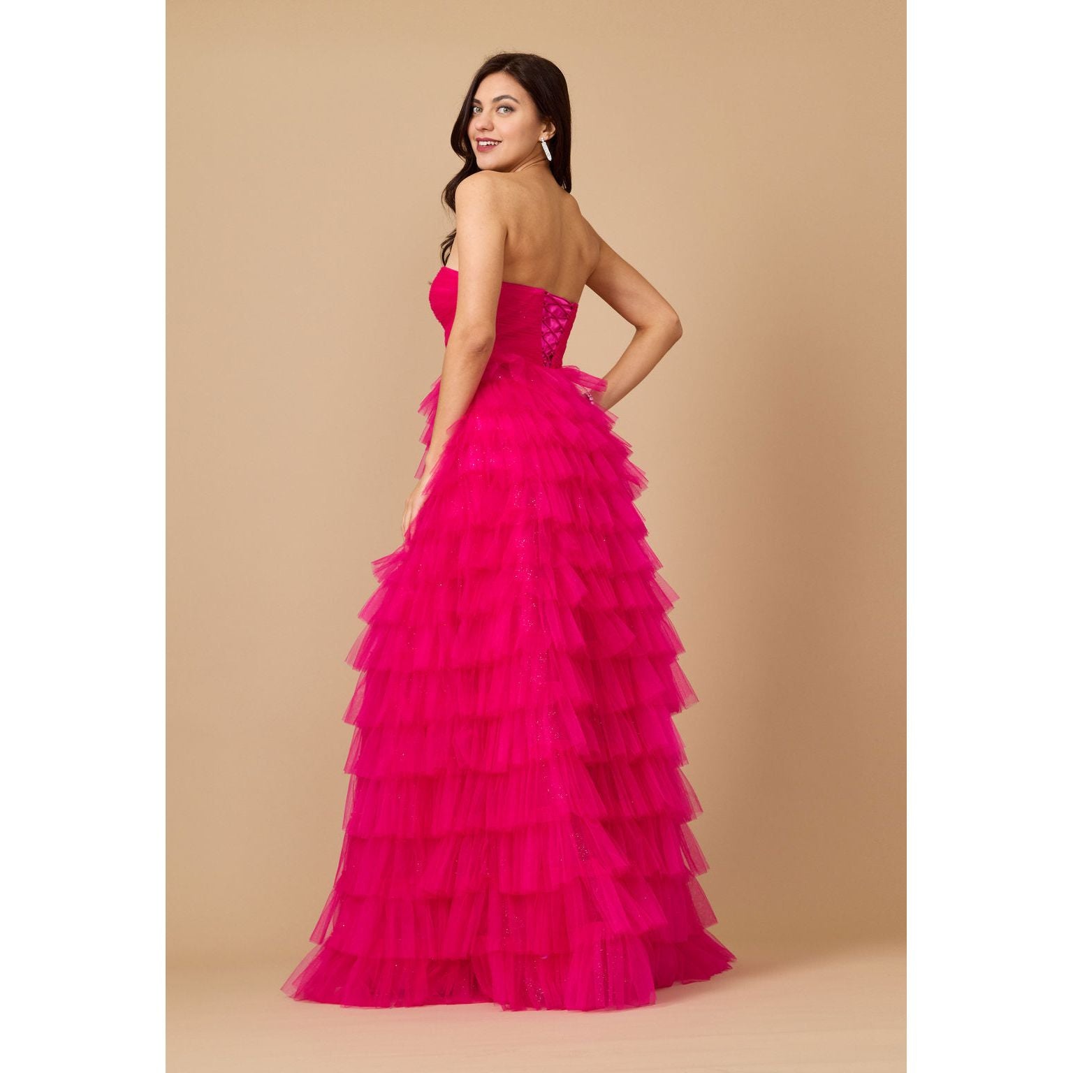 Strapless Ruffle Evening Dress