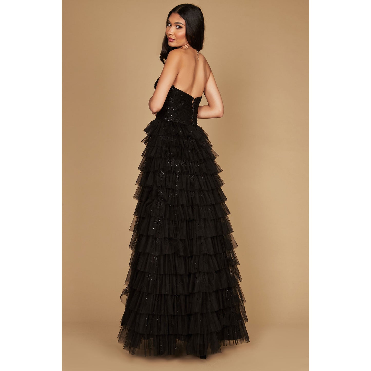 Strapless Ruffle Evening Dress
