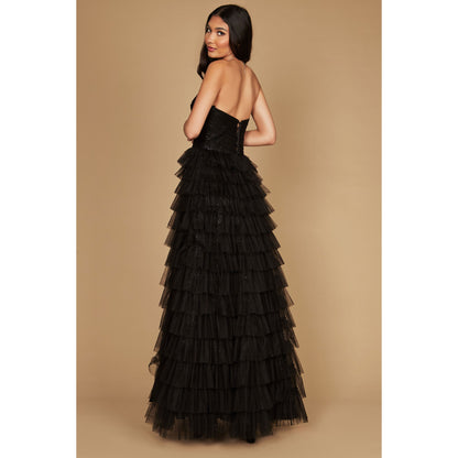 Strapless Ruffle Evening Dress
