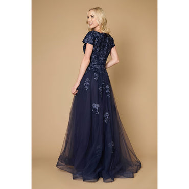 Navy Long Lace Mother Bride Dress