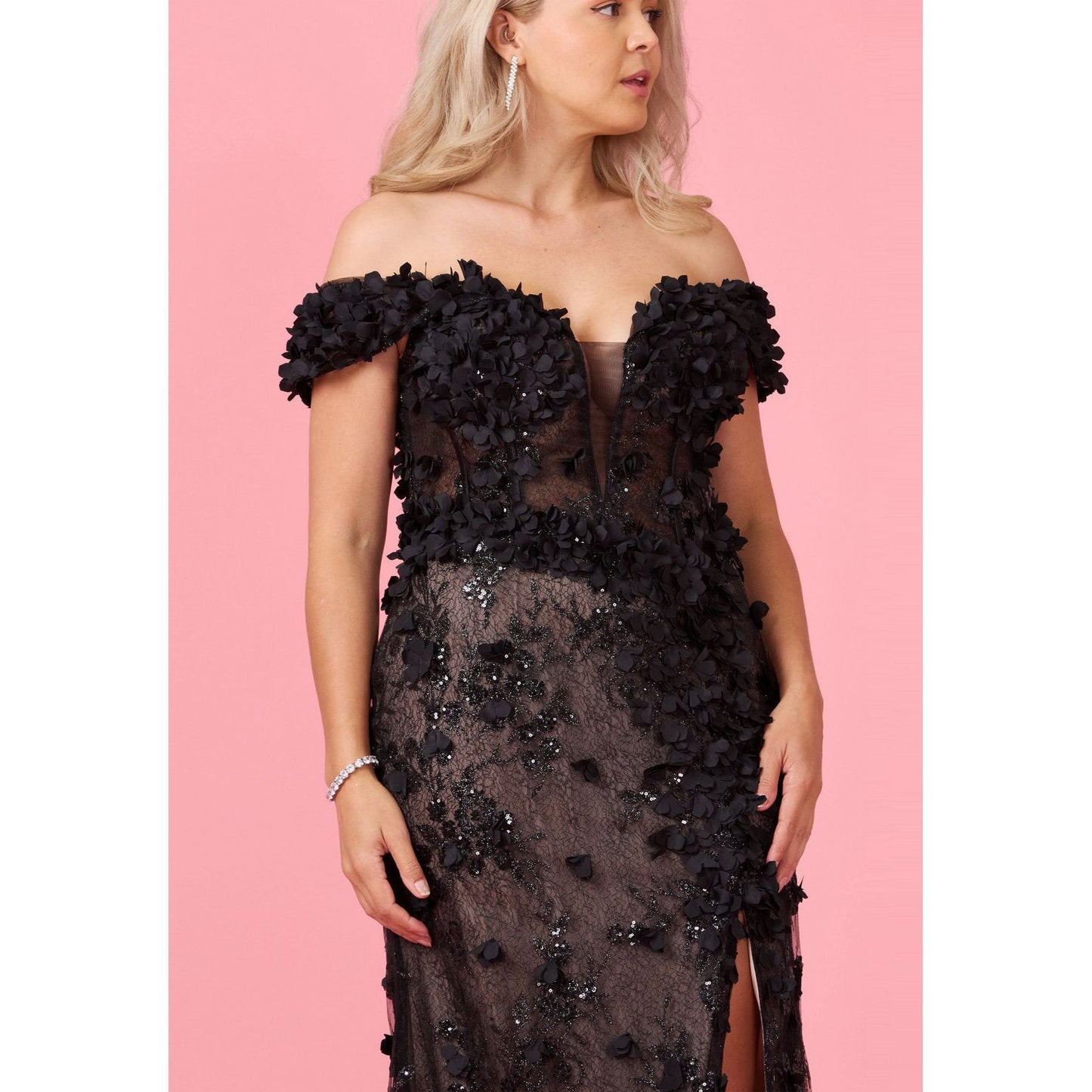 Emerald Formal 3D Floral Corset Dress