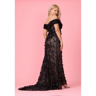 Emerald Formal 3D Floral Corset Dress