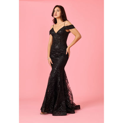 Elegant Off Shoulder Sequin Corset Formal Dress for Special Occasions
