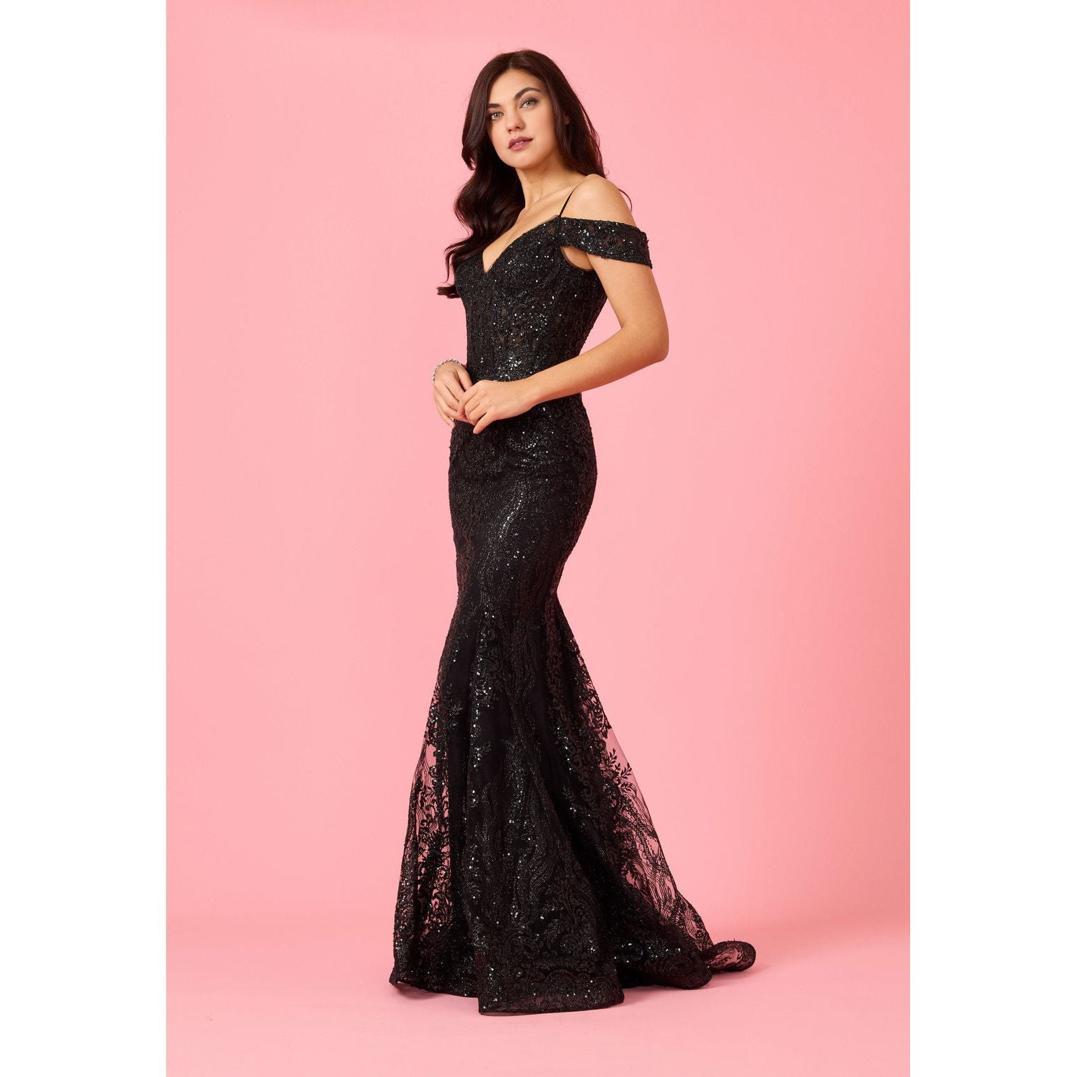 Elegant Off Shoulder Sequin Corset Formal Dress for Special Occasions