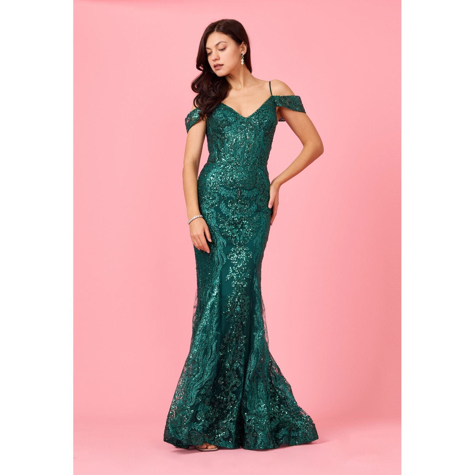 Elegant Off Shoulder Sequin Corset Formal Dress for Special Occasions
