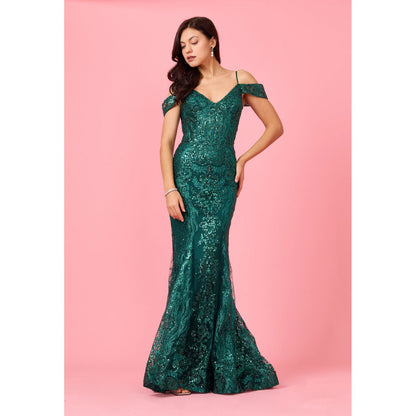 Elegant Off Shoulder Sequin Corset Formal Dress for Special Occasions