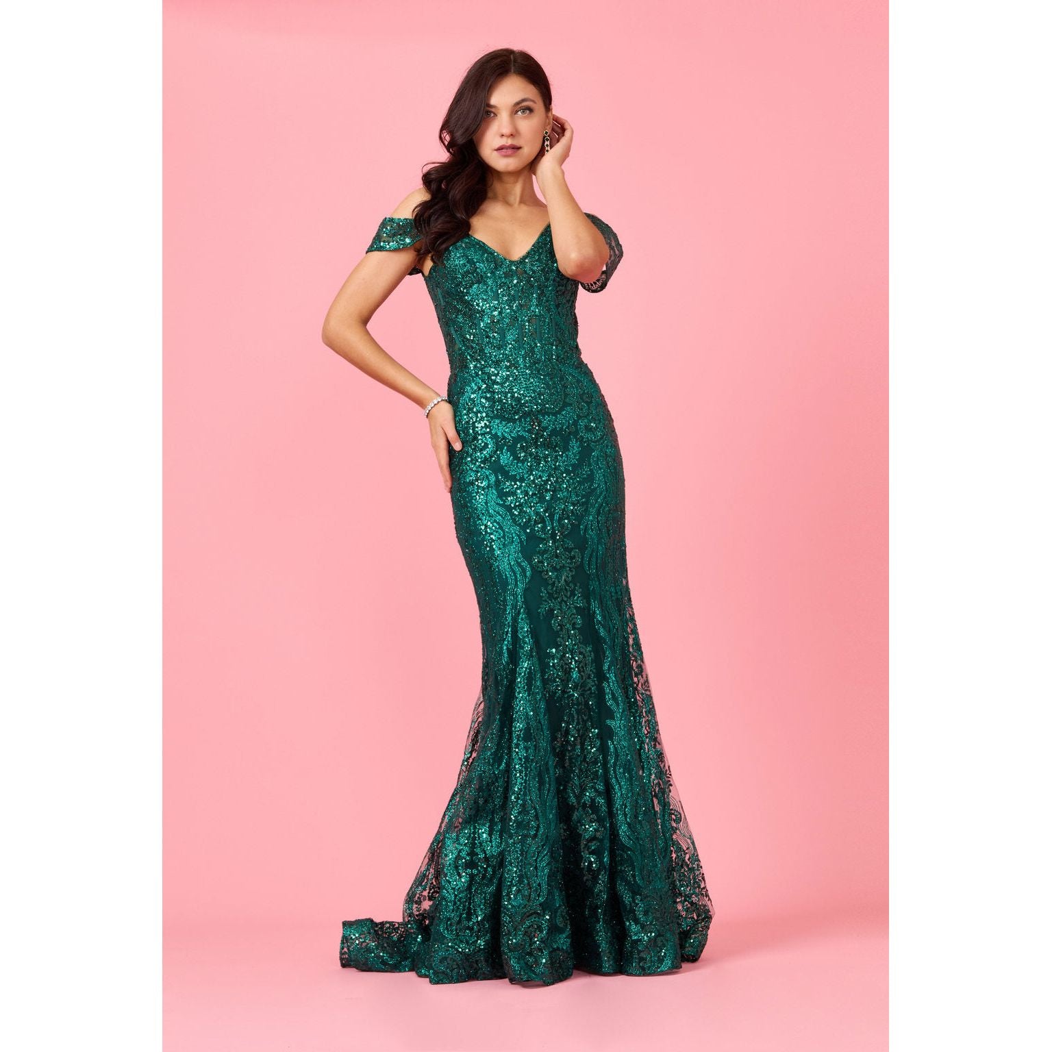 Elegant Off Shoulder Sequin Corset Formal Dress for Special Occasions
