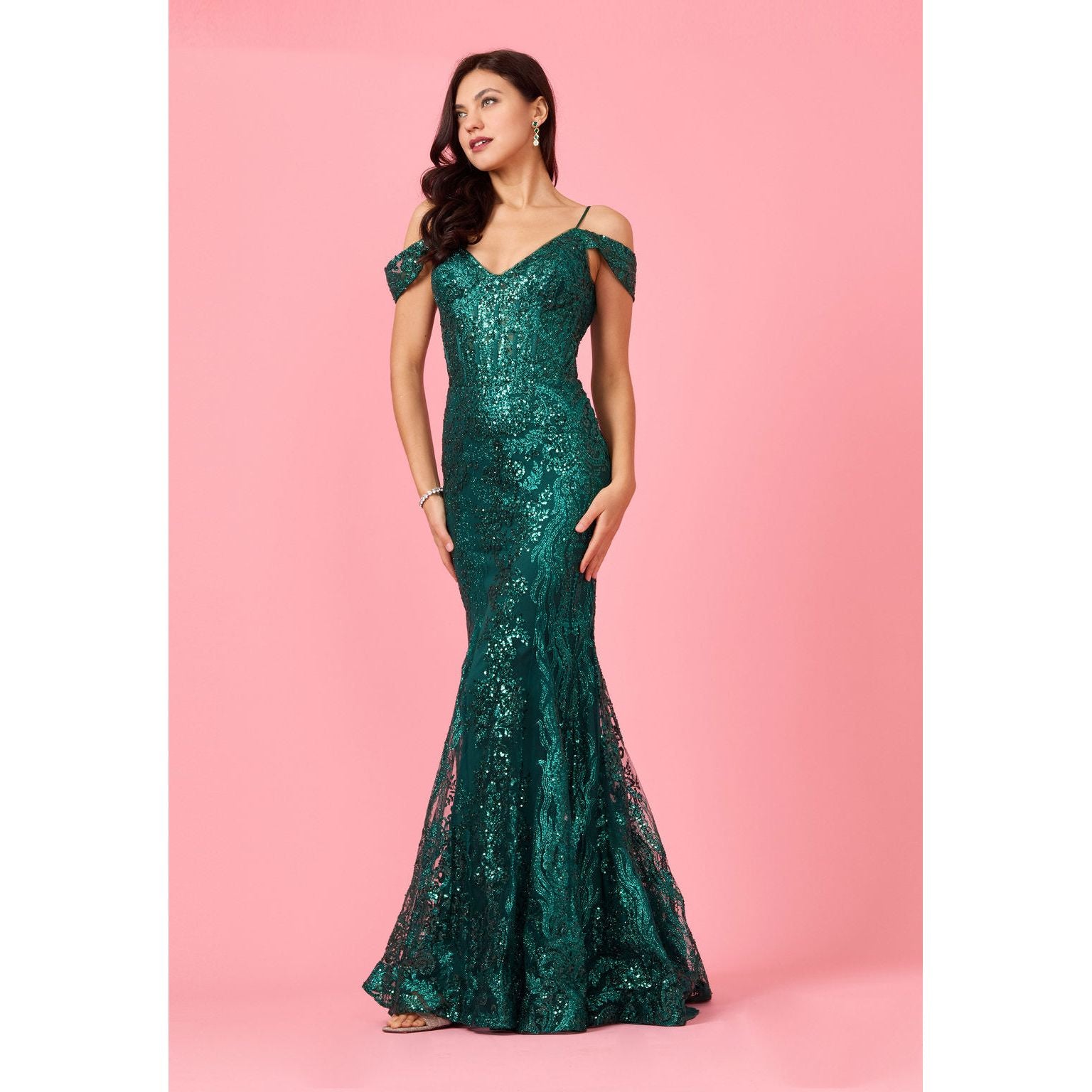 Elegant Off Shoulder Sequin Corset Formal Dress for Special Occasions
