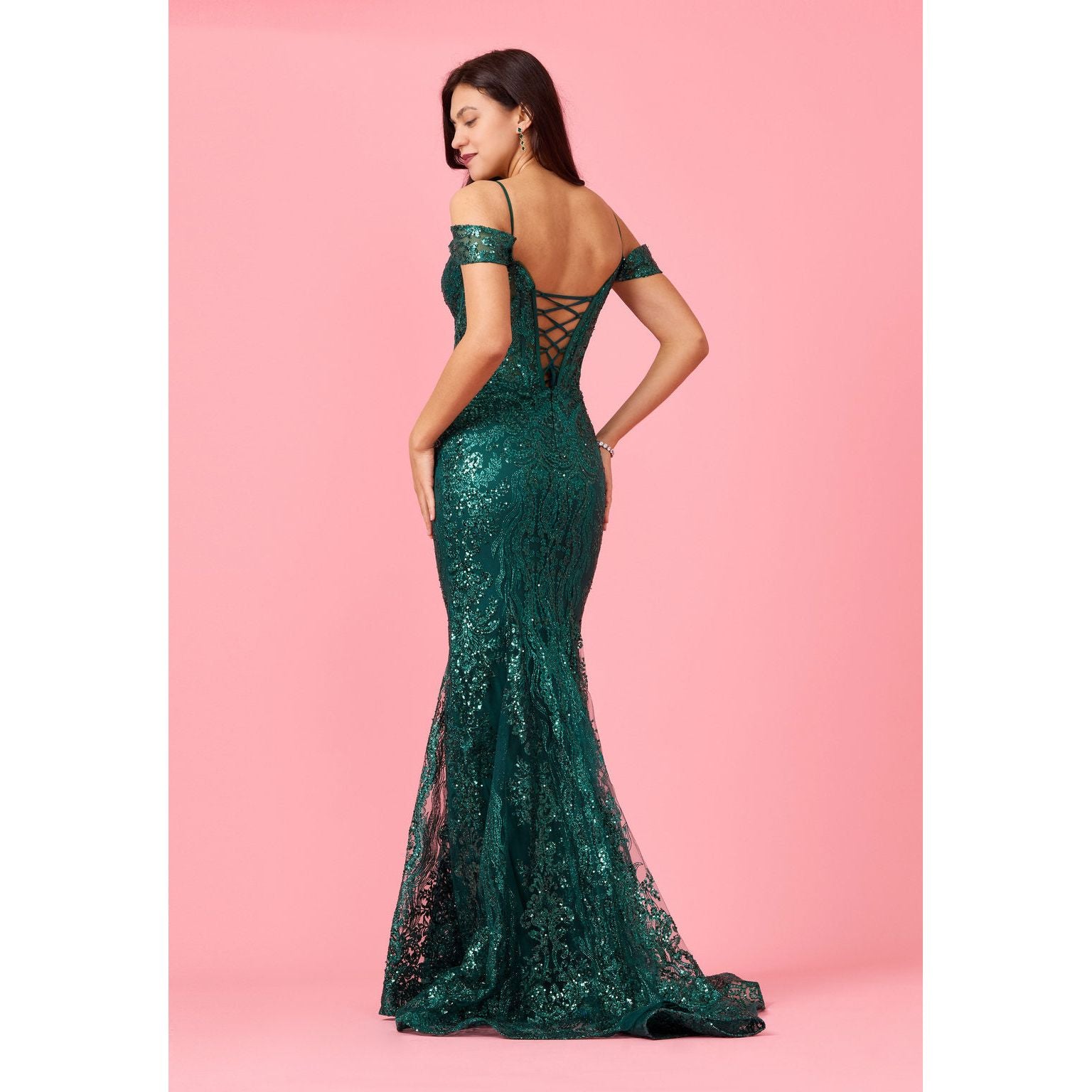 Elegant Off Shoulder Sequin Corset Formal Dress for Special Occasions