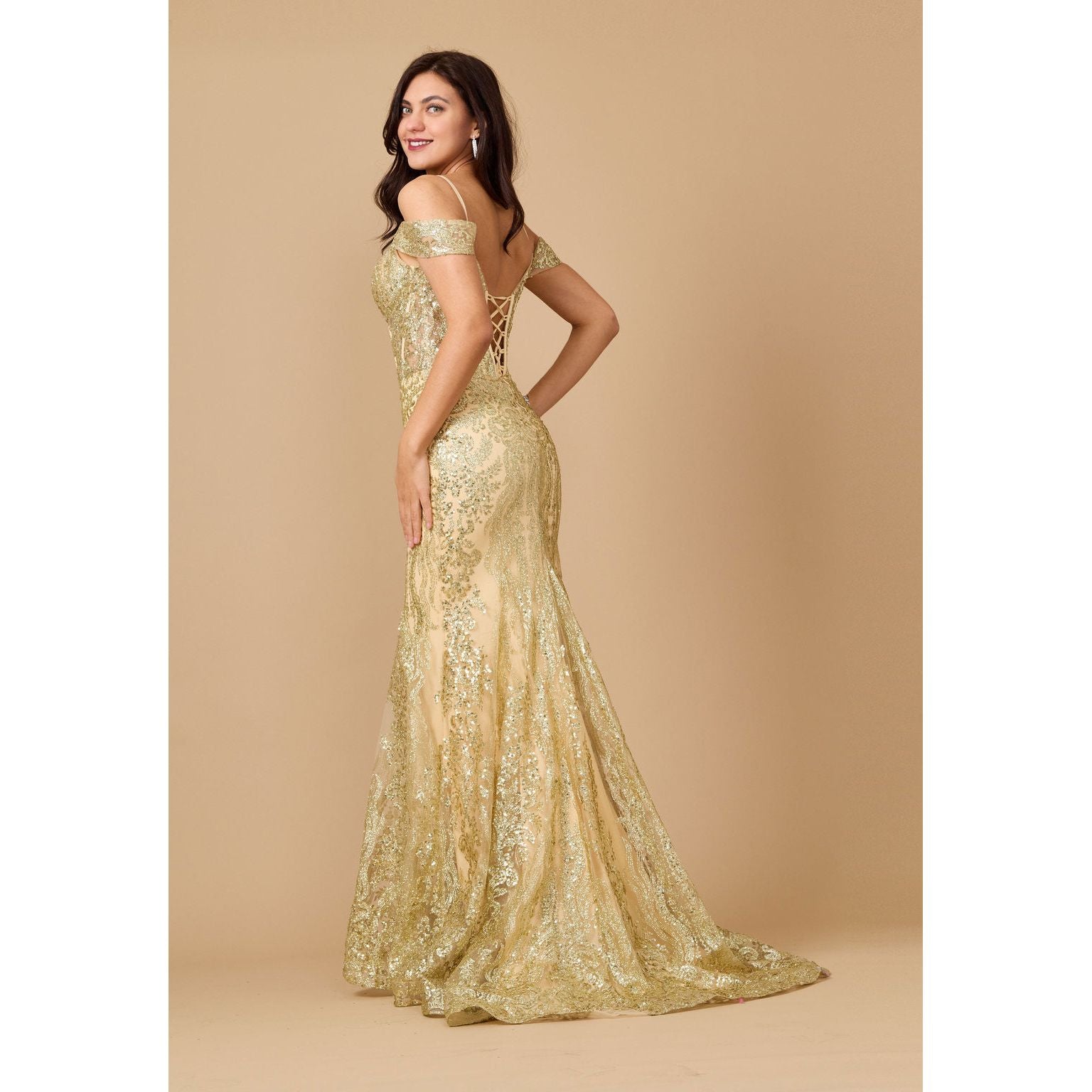 Elegant Off Shoulder Sequin Corset Formal Dress for Special Occasions