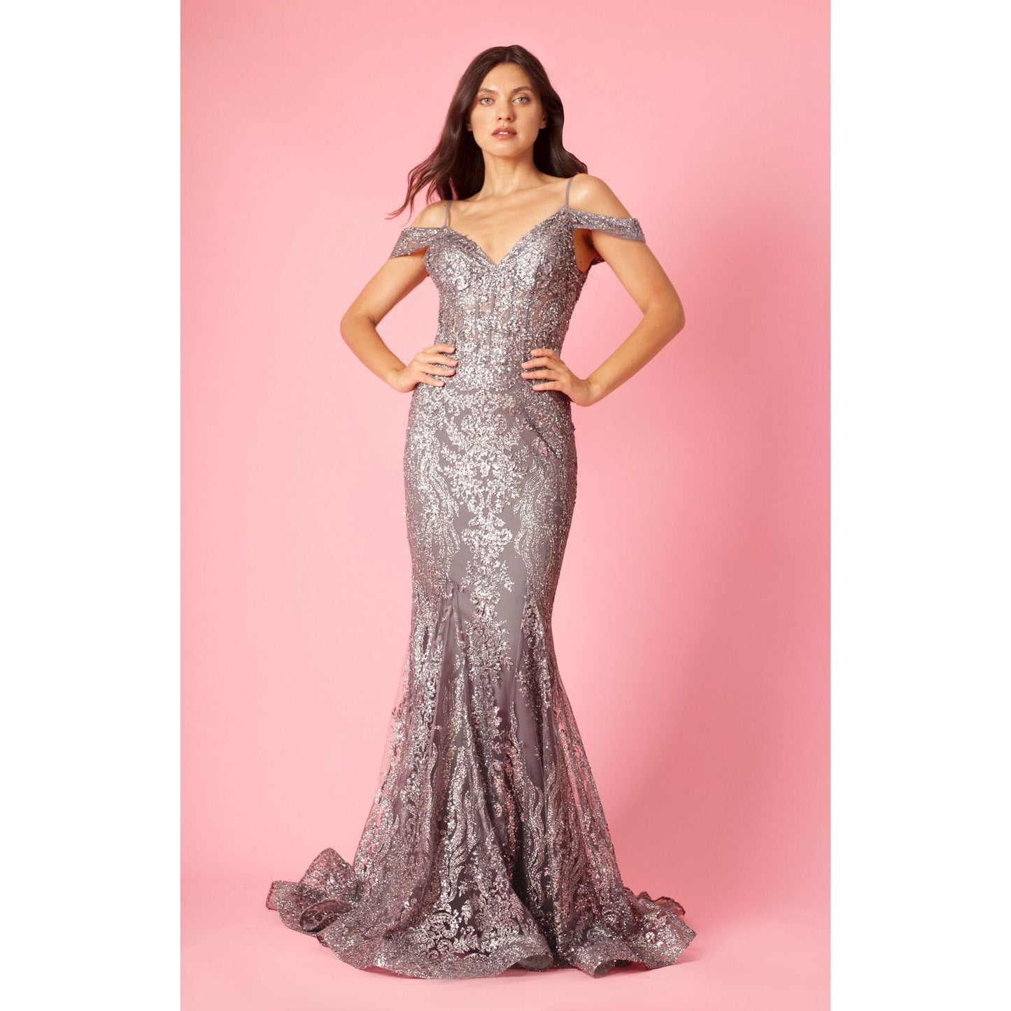 Elegant Off Shoulder Sequin Corset Formal Dress for Special Occasions
