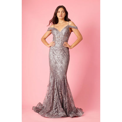 Elegant Off Shoulder Sequin Corset Formal Dress for Special Occasions