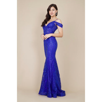 Elegant Off Shoulder Sequin Corset Formal Dress for Special Occasions