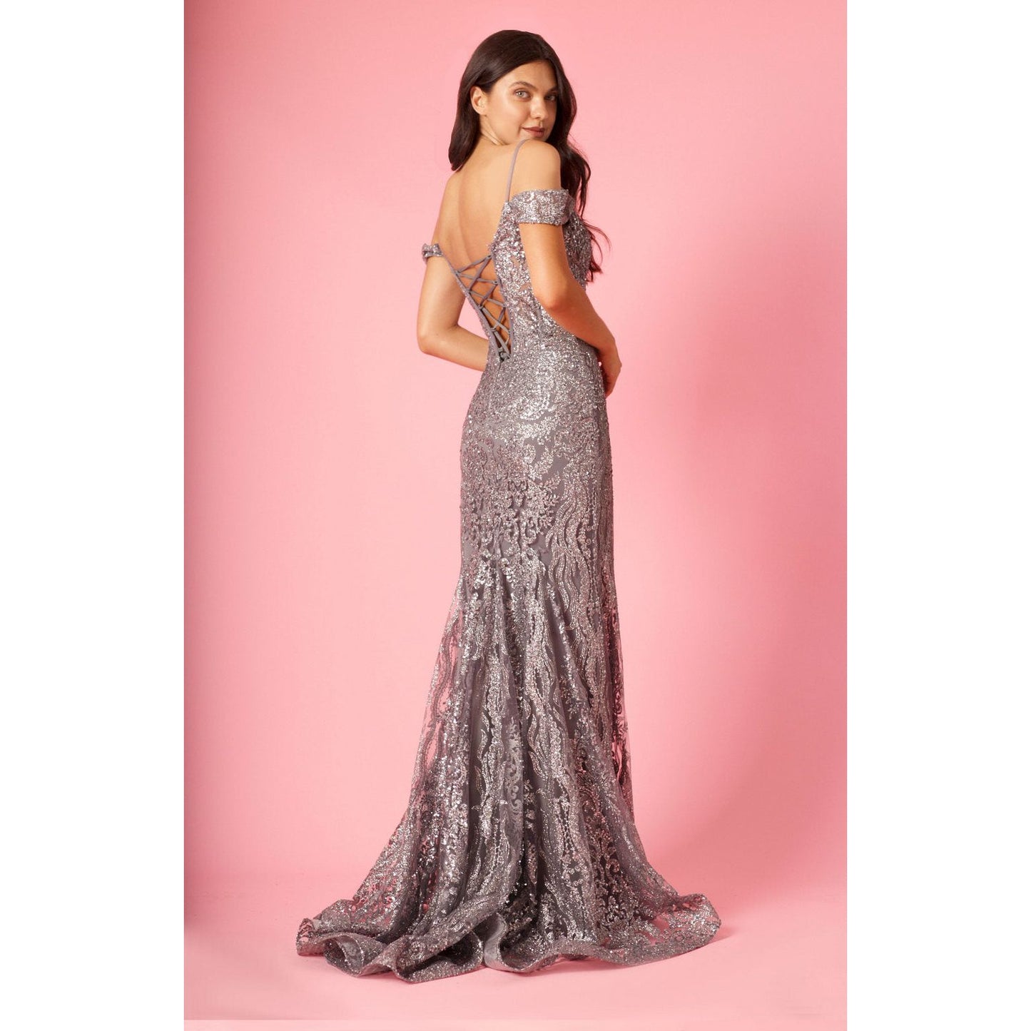 Elegant Off Shoulder Sequin Corset Formal Dress for Special Occasions