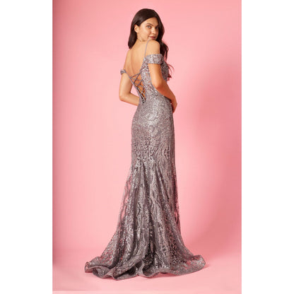 Elegant Off Shoulder Sequin Corset Formal Dress for Special Occasions