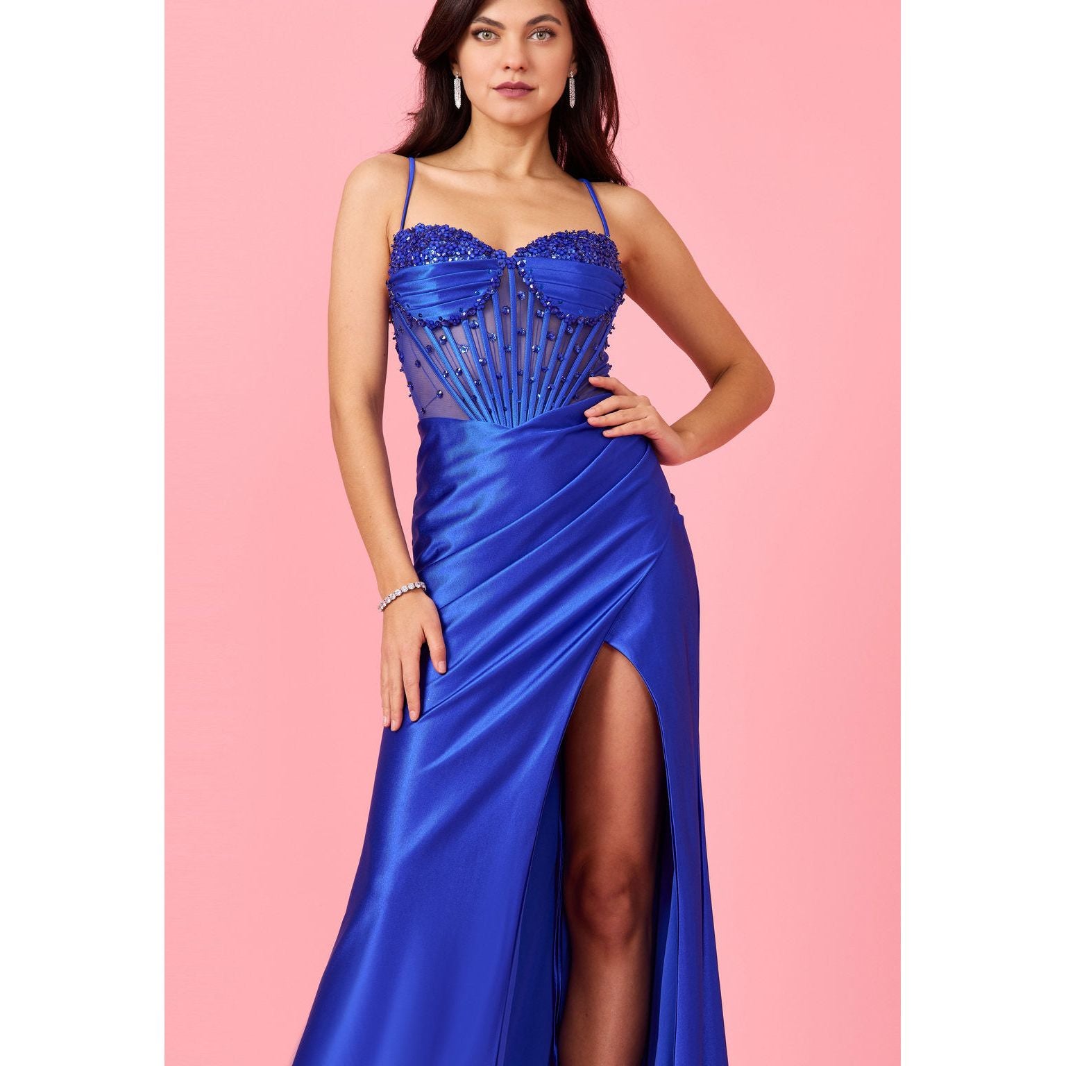 Formal Beaded Corset Prom Dress