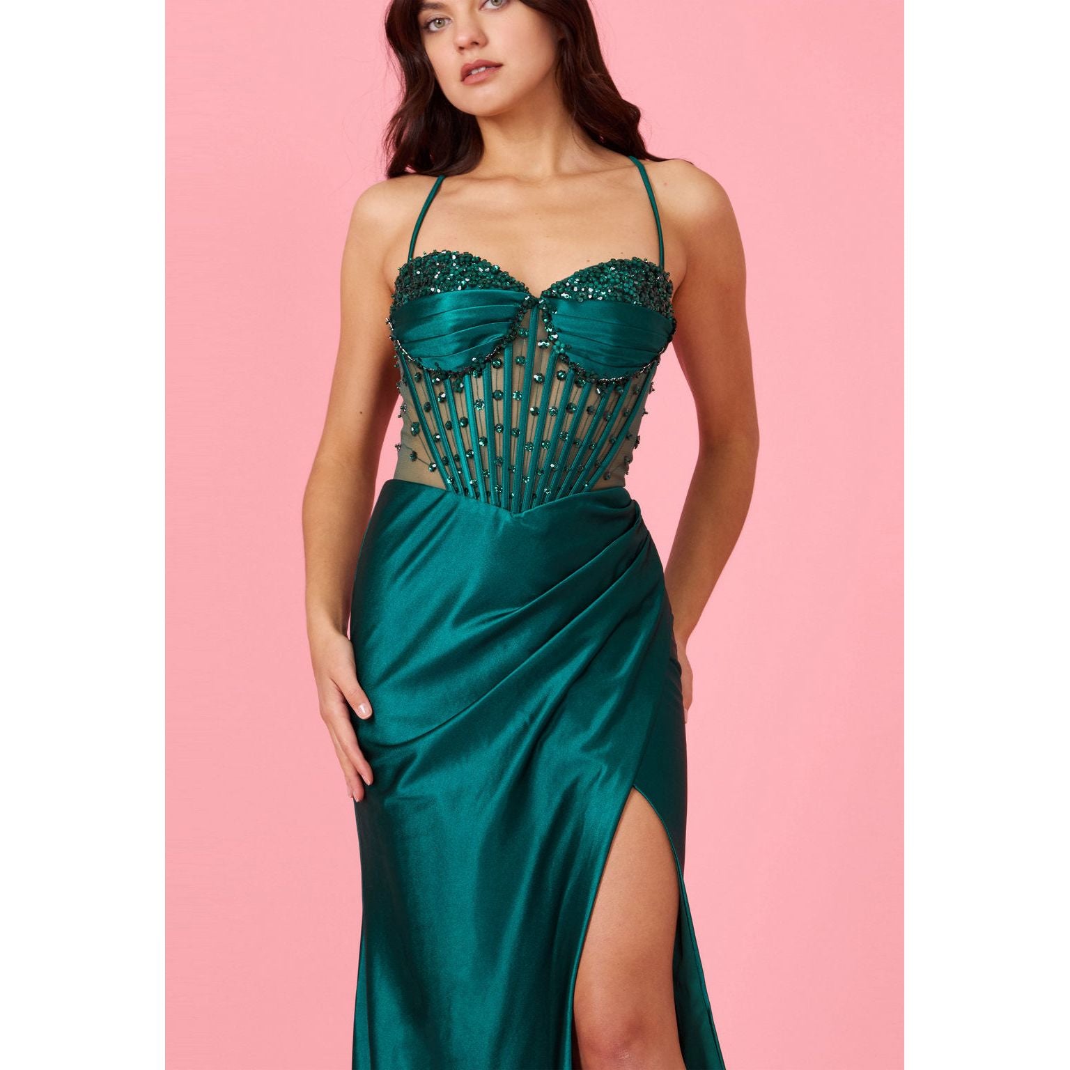Formal Beaded Corset Prom Dress