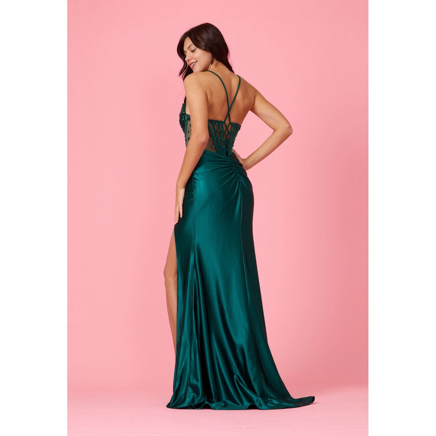 Formal Beaded Corset Prom Dress