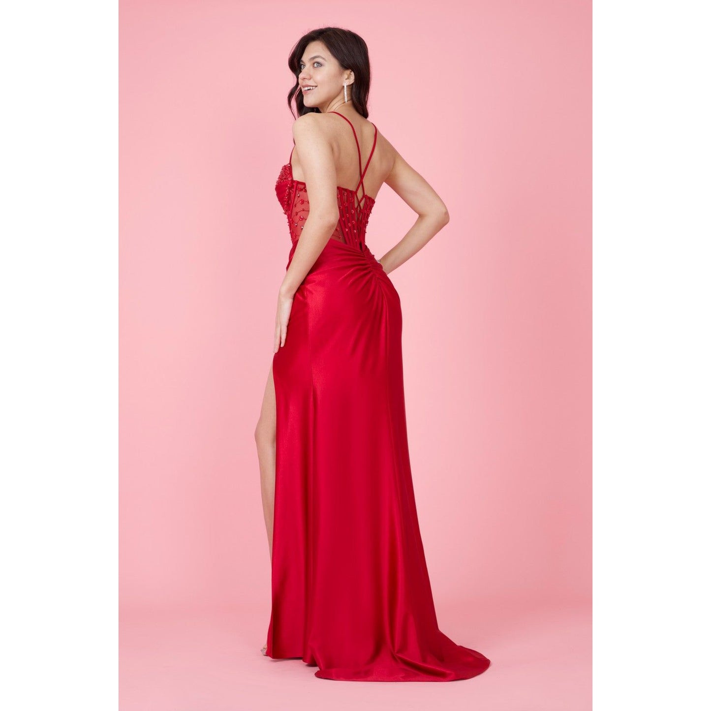 Formal Beaded Corset Prom Dress